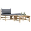 vidaXL 3-Piece Patio Lounge Set with Sleek Dark Gray Cushions, Bamboo Outdoor Furniture - Middle Sofa, Footrest, Side Table Included - 3 of 4