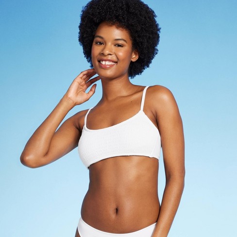 Women's Smocked Bralette Bikini Top - Wild Fable™ White Xs : Target