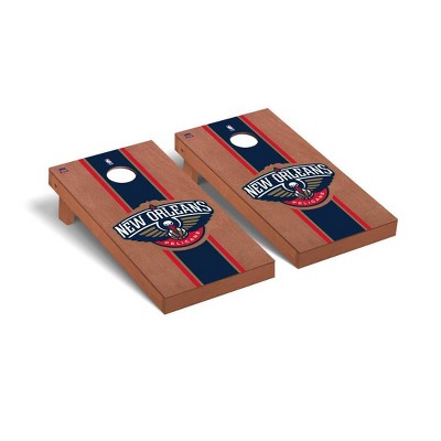 NBA New Orleans Pelicans Premium Cornhole Board Rosewood Stained Stripe Version