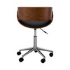 Faux Leather Curved Swivel Home Office Chair with Adjustable Seat Height Black/Brown - Teamson Home - 4 of 4