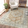 Decorative Vintage Area Rug for Kitchen Living Room - Distressed Retro Medallion Carpet, Soft Washable Non Slip Low Pile Non Shedding Thin Rug - 4 of 4