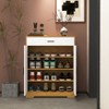 Okak Shoe Cabinet, Shoe Organizer with 2 Doors and 1 Shelf, Freestanding Shoe Rack for Entryway, Living Room, Hallway, Natural - 2 of 4