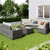 ELJGET 8-Pieces Outdoor Sofa Set, All Weather Half-Moon Sectional Curved Sofa Sets with Coffee Table, for Garden, Deck, Backyard, Poolside - 2 of 4