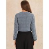 INSPIRE CHIC Women's Elegant Contrast Piping Round Neck Button Front Long Sleeve Tweed Blazer - 3 of 4