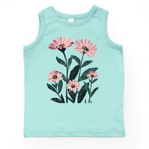 The Juniper Shop Pink Daisies Watercolor Youth Tank Top - M - Seafoam - 1 of 4