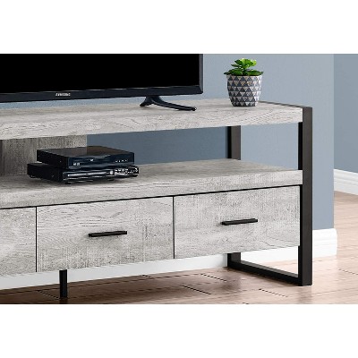 Contemporary 59" Gray TV Stand with 3 Storage Drawers and Metal Frame