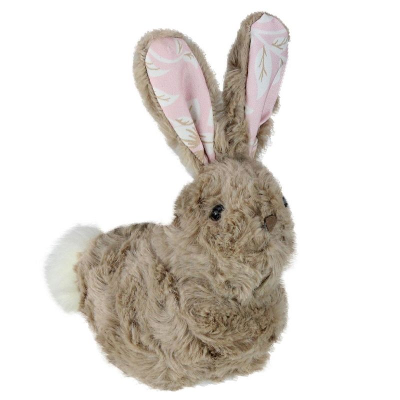Northlight 6" Plush Floral Eared Easter Rabbit Spring Figure - Brown/Pink, 1 of 4