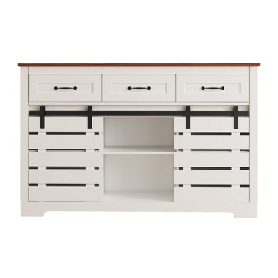 VANIRROR 53" Farmhouse Sideboard Buffet Cabinet with 3 Drawers, Coffee Bar Storage for Kitchen, Living Room, Dining Room,  2 Doors &Adjustable Shelf