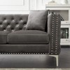 VYNXARIA 59.4 Inch Wide Grey Velvet Sofa with Jeweled buttons,Square Arm ,2 Pillow - 4 of 4