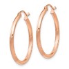 Black Bow Jewelry 2mm x 25mm 14k Rose Gold Satin & Diamond-Cut Round Hoop Earrings - 2 of 4