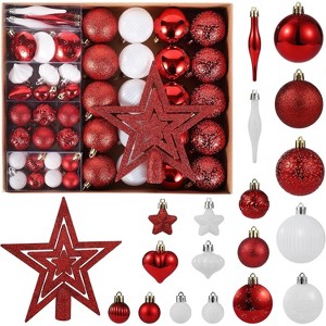 Coucheta 72Pcs Christmas Balls Ornaments,Xmas Hanging Balls Christmas Tree Decorations for Party Home Holiday Decoration, Multi-Styles & Size - 1 of 4