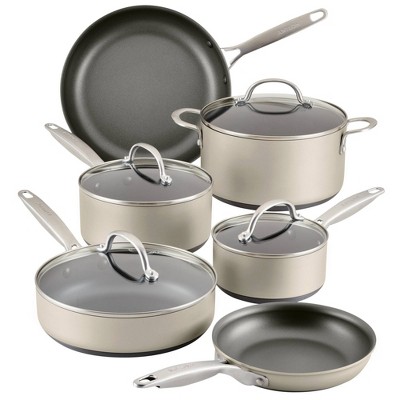 Anolon Ascend 10pc Nonstick Hard Anodized Cookware Set Bronze : Target