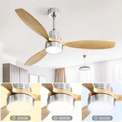 Sofucor 52'' Ceiling Fans with Lights and Remote Reversible Noiseless ETL Fans for Bedroom Patio