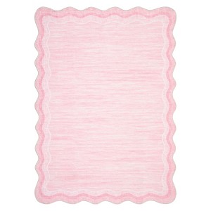 Washable Scalloped Rugs for Living Room Bedroom, Modern Solid Non Slip Rugs for Nursery Room Kids Room, Large Low Pile Carpet for Dining Room - 1 of 4