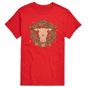 Men's - Instant Message - Cow Skull Wreath Short Sleeve Graphic T-Shirt - 1 of 4