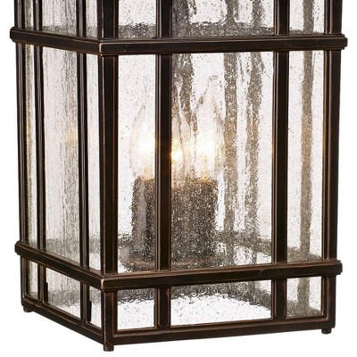 Bronze 16.5" Art Deco Outdoor Hanging Light with Frosted Glass