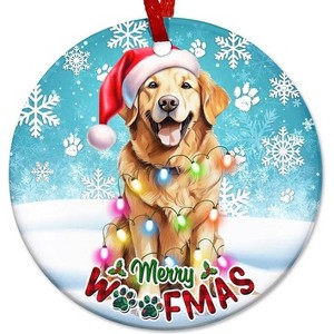 Lomsoe 2025 Christmas Ornament Dog with Santa Hat Ceramic Dog Christmas Tree Decoration Dog Lovers Gift Christmas Tree Ornament Christmas Gift - 1 of 1