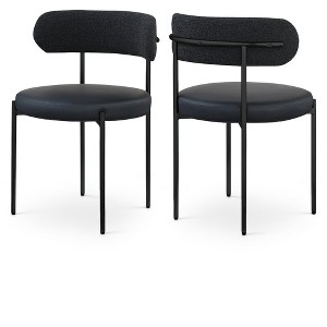 Meridian Furniture,Beacon Vegan Leather and Boucle Fabric Dining Chair, Set of 2 - 1 of 4