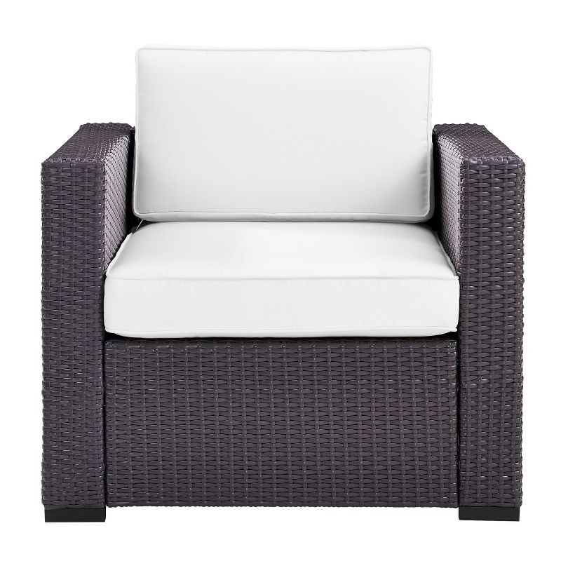 Biscayne Armchair with White Cushions - Brown/White - Crosley, 3 of 8