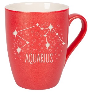 100 North Zodiac 10 Ounce Crimson Red Metallic Finish, Comfortably Fits Your Hands, New Bone China Coffee Tea Cup Mug, Aquarius - 1 of 1