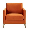 LeisureMod Lincoln Accent Arm Chair Upholstered in Velvet with Gold Frame - 3 of 4