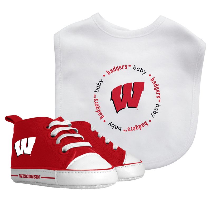 Baby Fanatic 2 Piece Bid and Shoes - NCAA Wisconsin Badgers - White Unisex Infant Apparel, 1 of 4