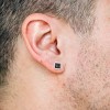 EVERLY JEWELRY | Black Diamond Accent Square Men's Stud Earrings in Sterling Silver - 3 of 4