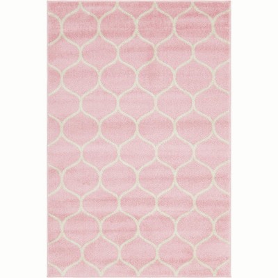 Easy-Care Pink Trellis Synthetic Area Rug 4' x 6'