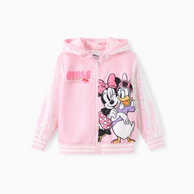 PATPAT Disney Mickey and Friends Toddler Girl 1pc Minnie Mouse/Daisy Duck Sequined Spliced Hooded Jacket