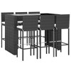 vidaXL Patio Bar Set-7 Piece-Weather-Resistant Black Poly Rattan-Includes Stools & Cushions-Tempered Glass Tabletop-Modern Outdoor Furniture - 3 of 4