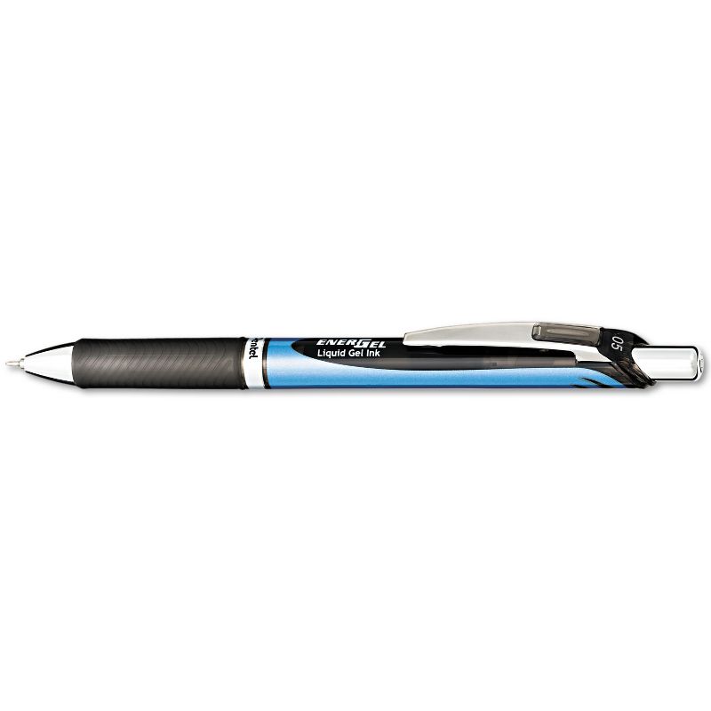 Pentel EnerGel RTX Retractable Liquid Gel Pen .5mm Silver/Black Barrel Black Ink BLN75A, 2 of 4