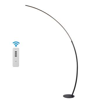 JONATHAN Y Enzo 68" Contemporary Minimalist Metal Arc Dimmable Integrated (Includes LED Light Bulb) Floor Lamp Black