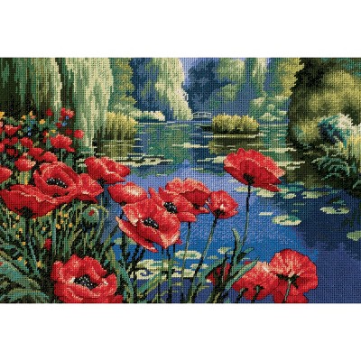 Dimensions Needlepoint Kit 16"X11"-Lakeside Poppies Stitched In Thread