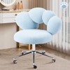 Rbied Armless Desk Chair Teddy Fabric Makeup Vanity Chair with Wheels & Adjustable Height, Cute Accent Chair for Bedroom Living Room Office - 2 of 4