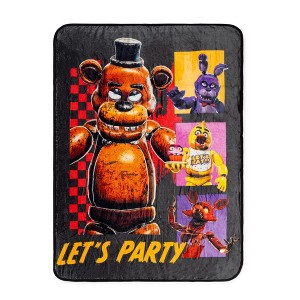 Silver Buffalo Five Nights At Freddy's "Let's Party" Raschel Throw Blanket | 45 x 60 Inches - 1 of 4