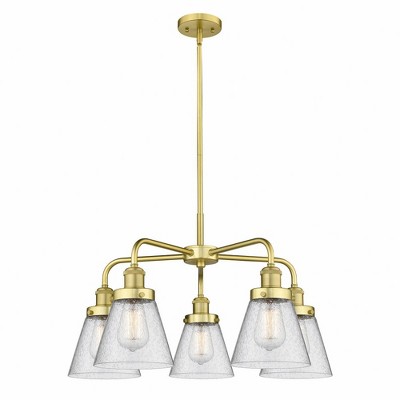 Cone - 5 Light Stem Hung Chandelier In Art Deco Style-14.75 Inches Tall and 24.25 Inches Wide