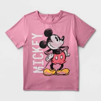 Boys' Mickey Mouse Adaptive Short Sleeve Graphic T-Shirt - Dusty Red