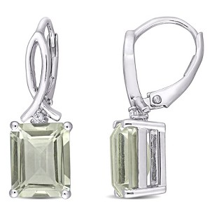 EVERLY JEWELRY |  Sterling Silver 6 1/2 CT TGW GREEN QUARTZ- White Topaz LeverBack Earrings - 1 of 4