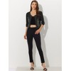 INSPIRE CHIC Women's Collarless Pockets 3/4 Sleeve Denim Jackets - 4 of 4