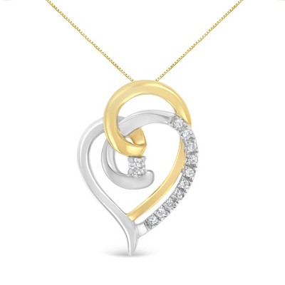 Haus of Brilliance 10K Gold Diamond Accent Open Double Heart Spiral Curl Pendant Necklace