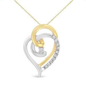 Haus of Brilliance 10K Gold Diamond Accent Open Double Heart Spiral Curl Pendant Necklace - 1 of 4