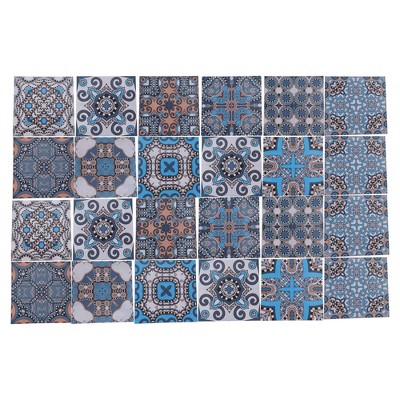 Unique Bargains PVC Tile Stickers 3.94"x3.94" Gray Orange 24 Pcs
