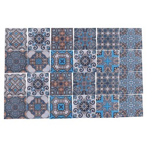 Unique Bargains PVC Tile Stickers 5.91"x5.91" Gray Orange 24 Pcs - 1 of 4