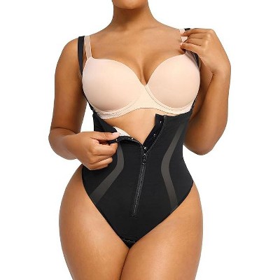 SHAPELLX Shapewear Tummy Control Womens High Waist Body Shaper Thong Butt Lifting Shapewear Bodysuit Colombianas—Black 38