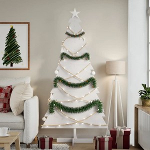 Aghana Digitals 180cm White Solid Pine Wood Christmas Tree - Rustic Indoor Decor for Festive - 1 of 4