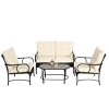 4 Piece Patio Furniture Sets, Wicker Conversation Set For Porch Deck, Patio Conversation Sets With Rattan Sofa Chair With Cushion-Cuddlewood - 2 of 4