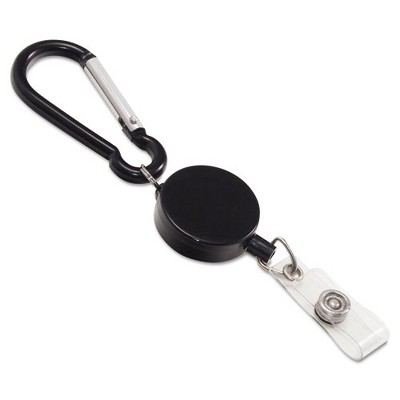 Advantus Metal Badge Reel/Carabiner Set, 24" Extension, Black, 5/Pack