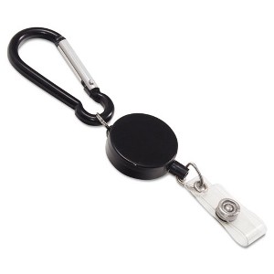 Advantus Metal Badge Reel/Carabiner Set, 24" Extension, Black, 5/Pack - 1 of 2