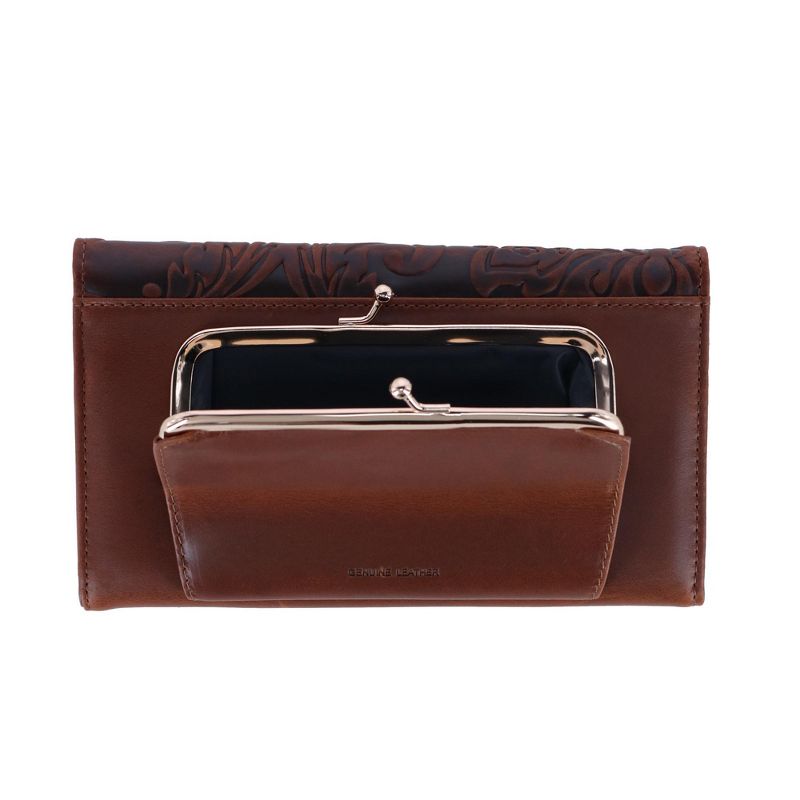 Buxton Women's Tooled Leather Organizer Clutch, 5 of 7