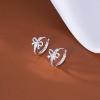 Solid 925 Sterling Silver CZ Bow Hoop Earrings Ribbon for Women Teen Girls Bowknot Hoop Earrings Huggie - 3 of 4